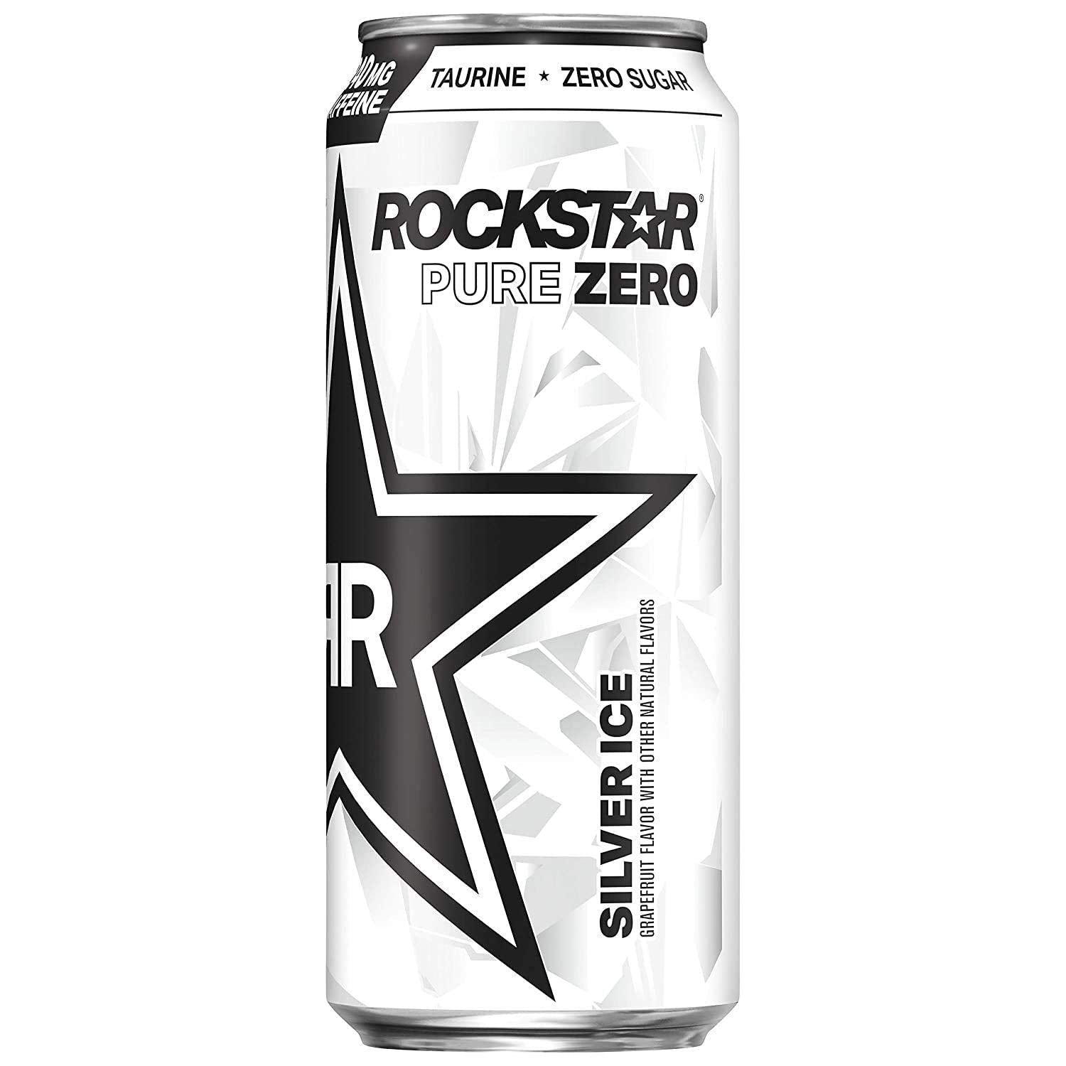 Rockstar Pure Zero Silver Ice Energy Drink - 4 Pack (16oz Each) - Rockstar