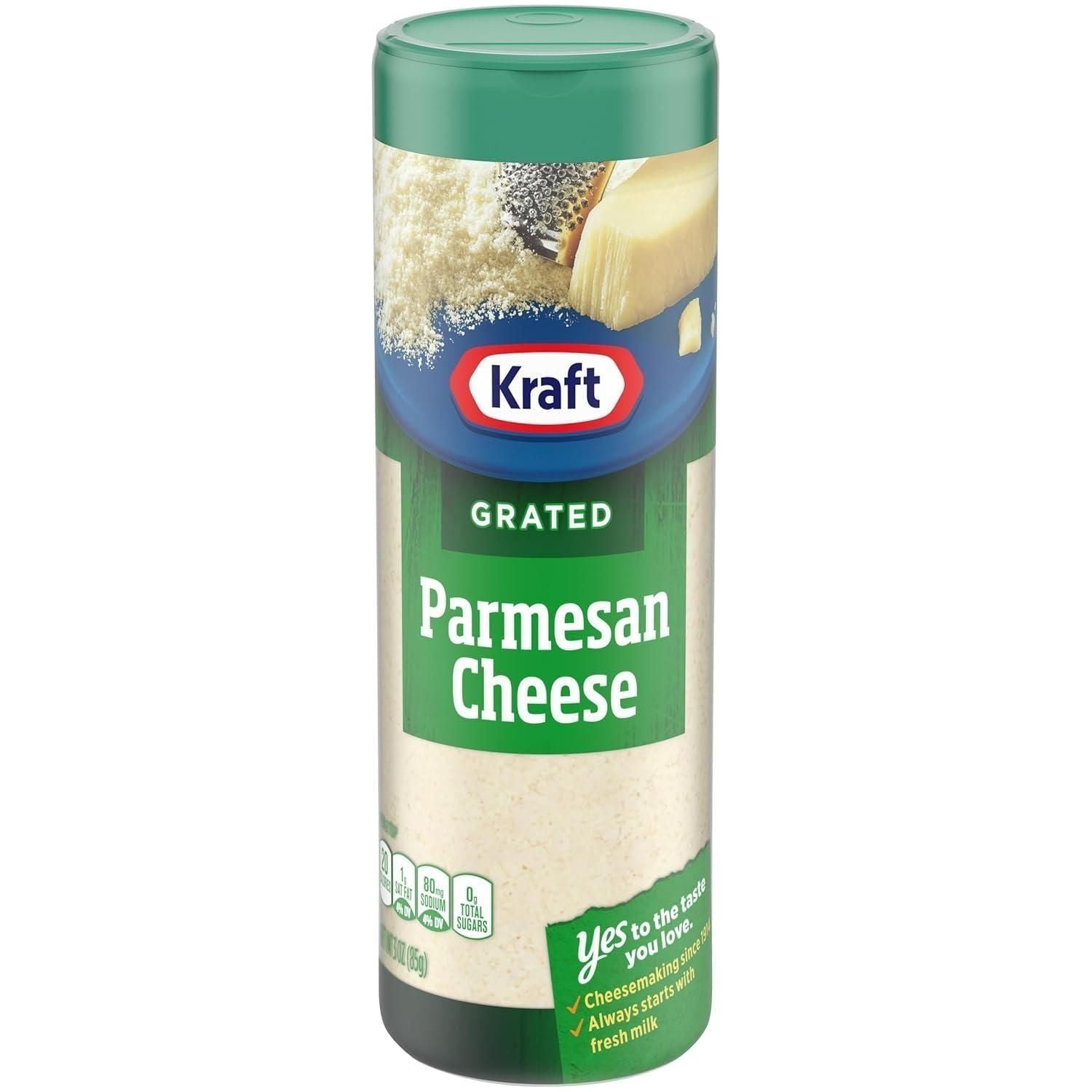 Kraft Grated Parmesan Cheese, 3oz Canister - Pack of 6 - Kraft
