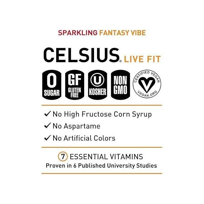 CELSIUS Sparkling Fantasy Vibe Energy Drink - 12 Pack, 12 fl oz Cans - Celsius