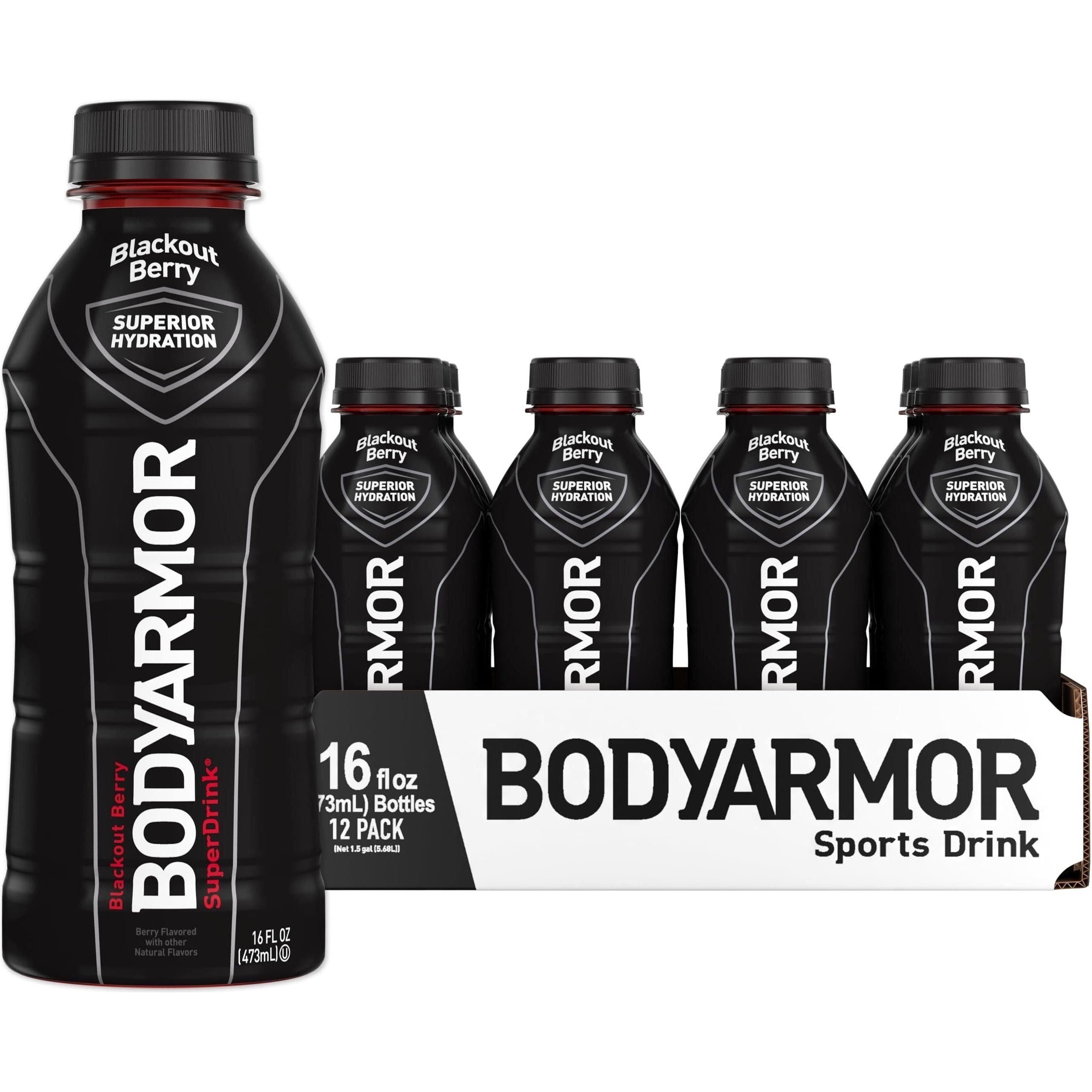 BODYARMOR Blackout Berry Sports Drink with Coconut Water, 16 Fl Oz (Pack of 12) - BODYARMOR