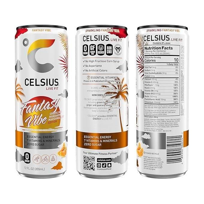 CELSIUS Sparkling Fantasy Vibe Energy Drink - 12 Pack, 12 fl oz Cans - Celsius