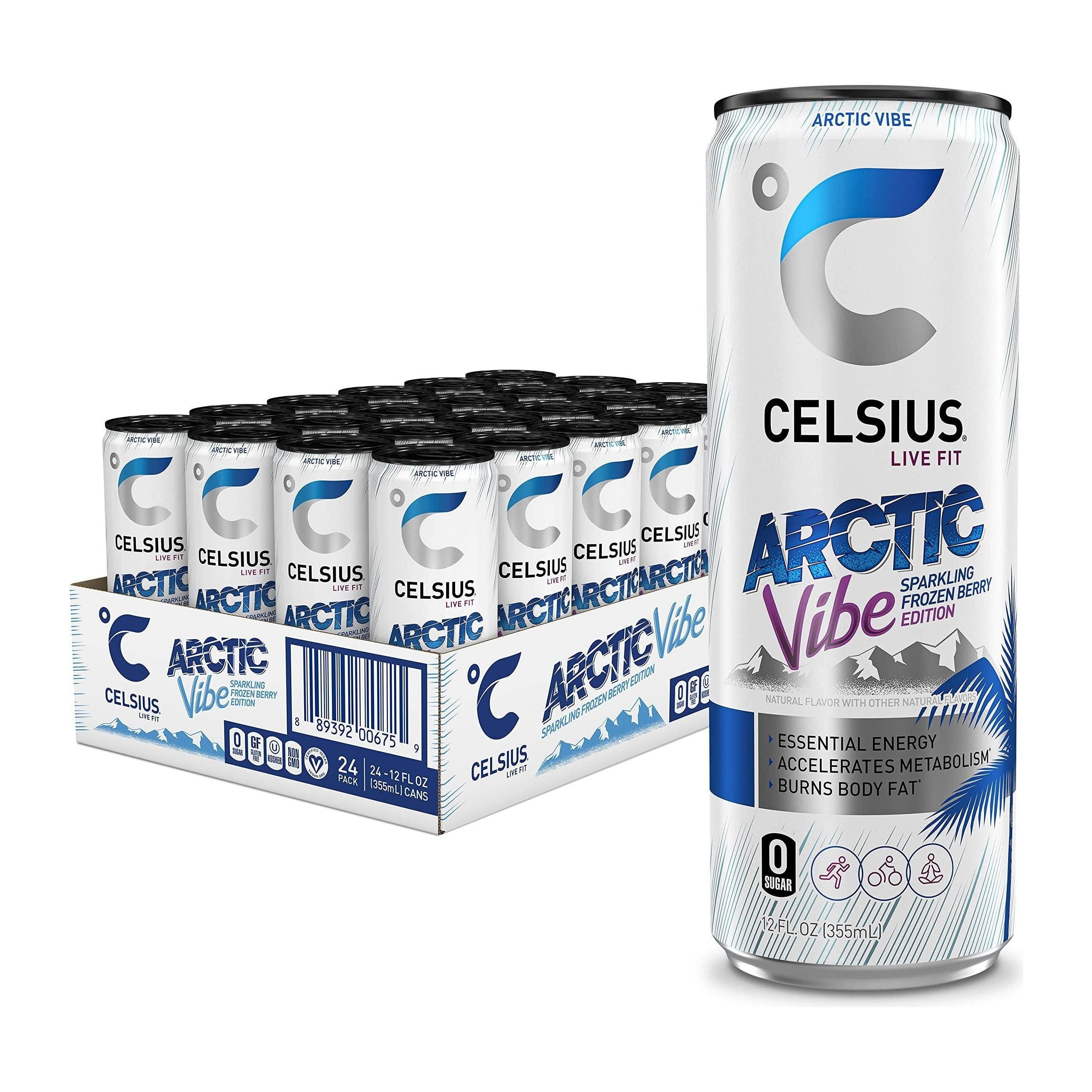 CELSIUS Sparkling Arctic Vibe, Essential Energy Drink, 12 Fl Oz Cans (Pack of 24) - Celsius