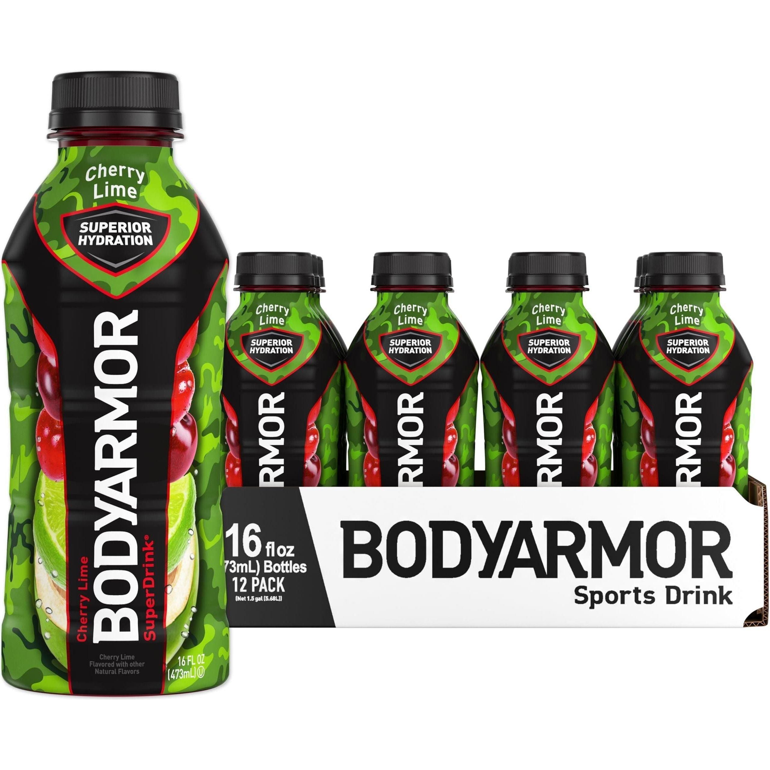 BODYARMOR Cherry Lime Sports Drink, Hydration Beverage, 16 Fl Oz (Pack of 12) - BODYARMOR