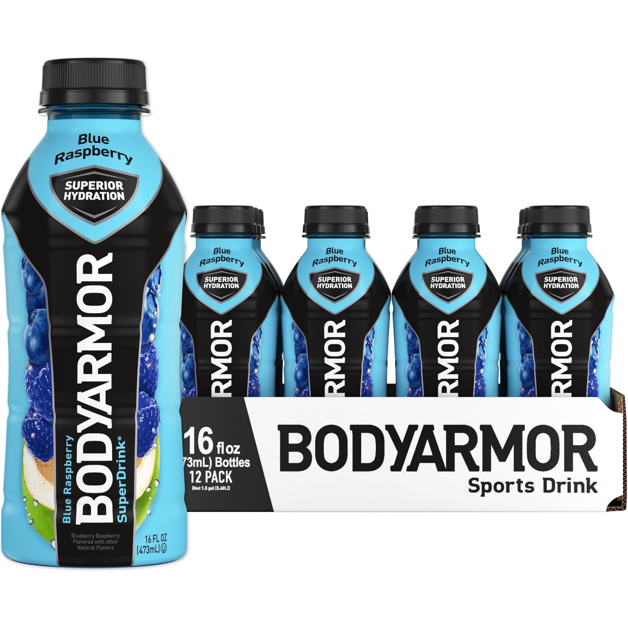 BODYARMOR Blue Raspberry Sports Drink, 16 Fl Oz (Pack of 12) - Superior Hydration with Natural Ingredients - BODYARMOR