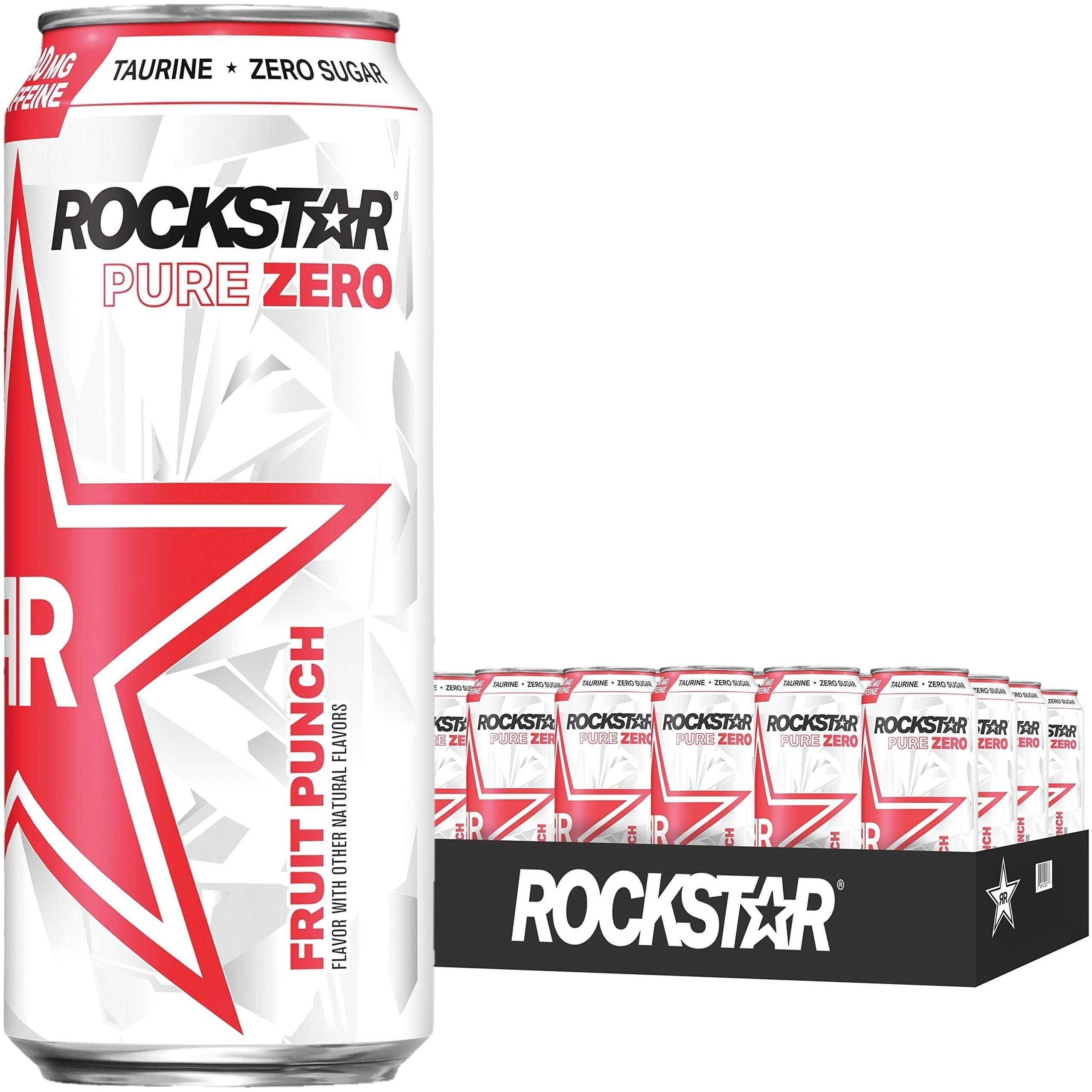 Rockstar Pure Zero Punched Energy Drink, 0 Sugar, 0 Calories, with Caffeine and Taurine, 16oz Cans, 384 Fl Oz (Pack of 24) (Packaging May Vary) - Rockstar