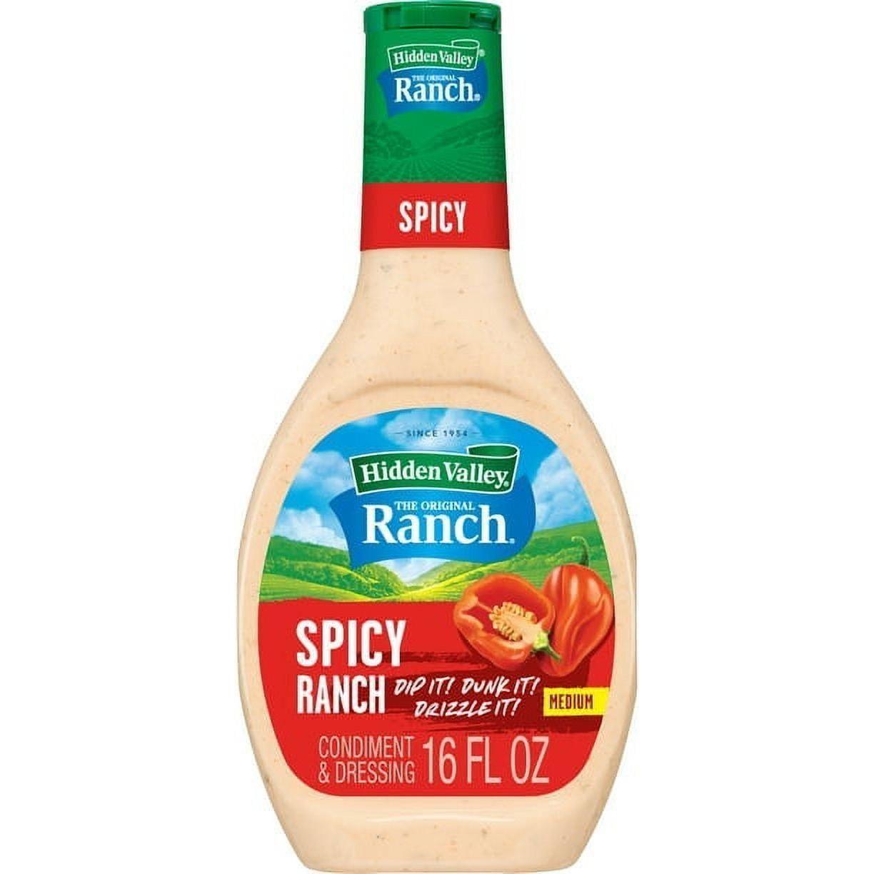 Hidden Valley Gluten Free Spicy Ranch Salad Dressing and Topping, 16 fl oz, Quantity of 6
