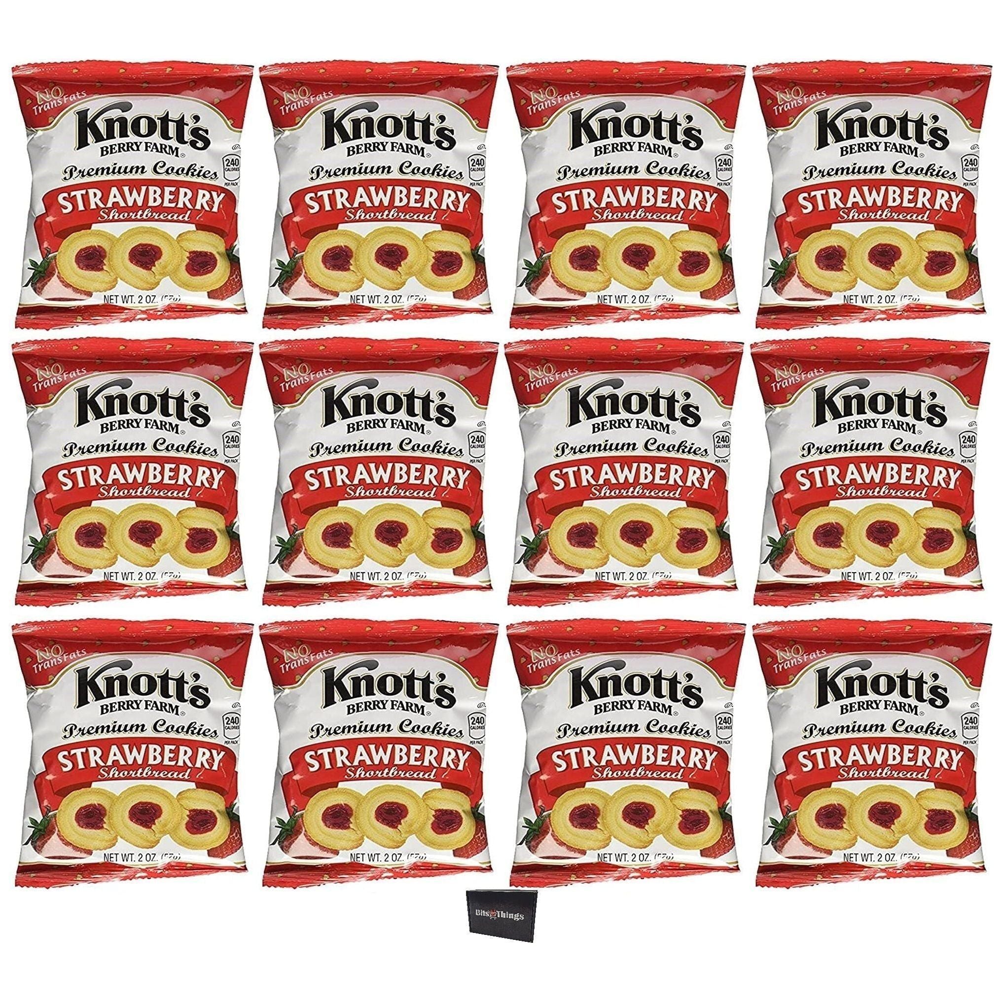 Knott's Berry Farm Strawberry Shortbread Cookie Bites - 12 Pack of 2 oz Bags - Knotts Berry Farm