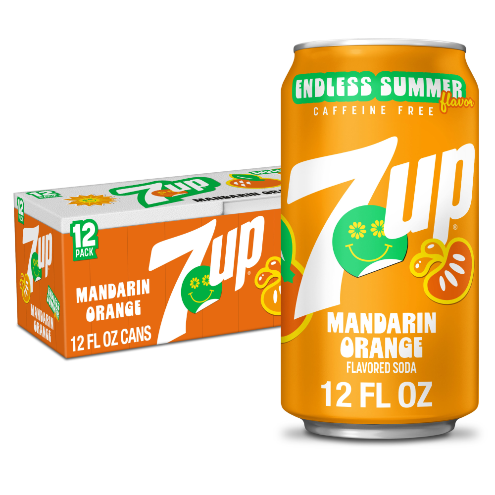 7UP Endless Summer Mandarin Orange Limited Edition Soda — 12-Pack 12 oz Cans - 7UP