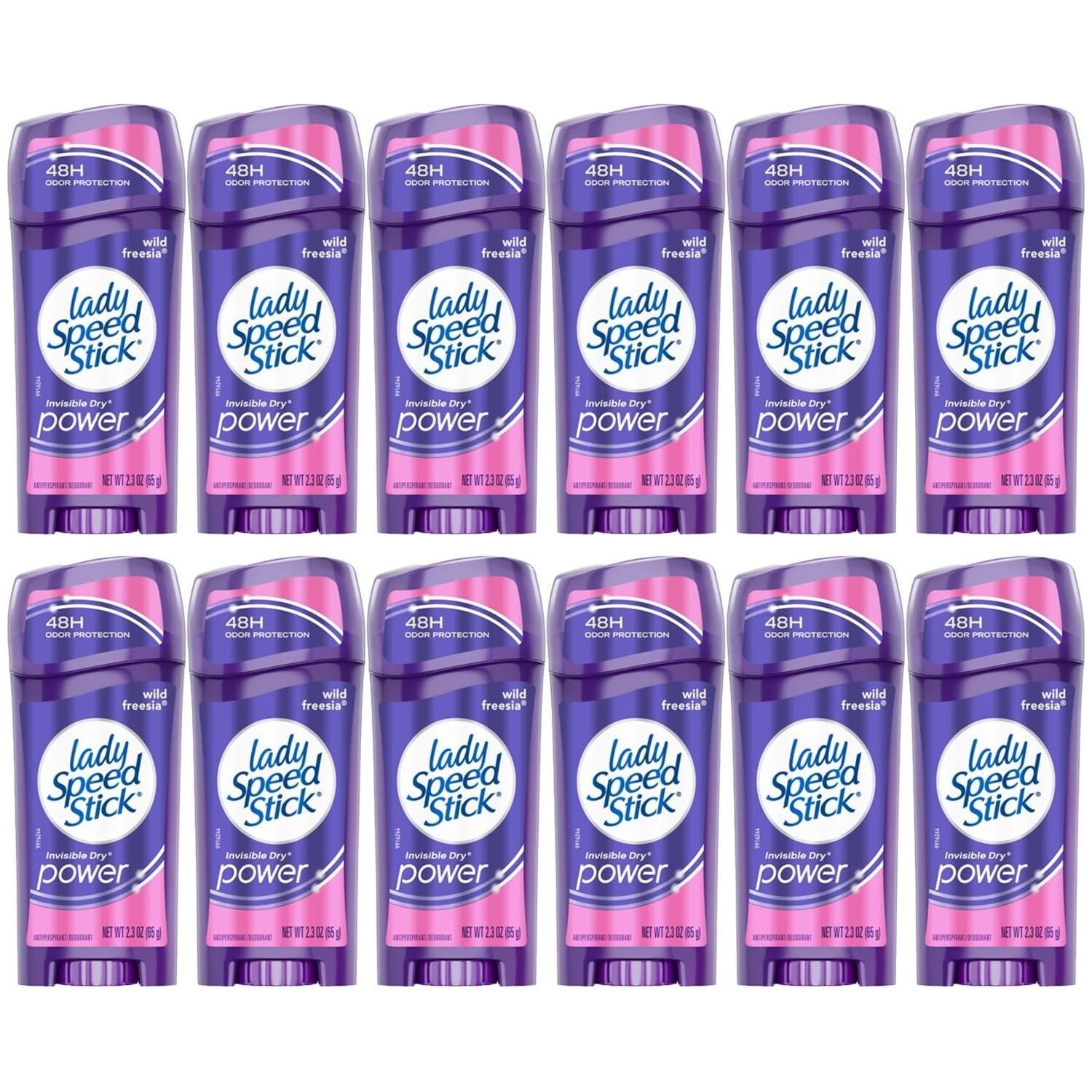 Pack of (12) Lady Speed Stick Invisible Dry Power Antiperspirant Deodorant, Wild Freesia, 2.3 Oz - Lady Speed Stick
