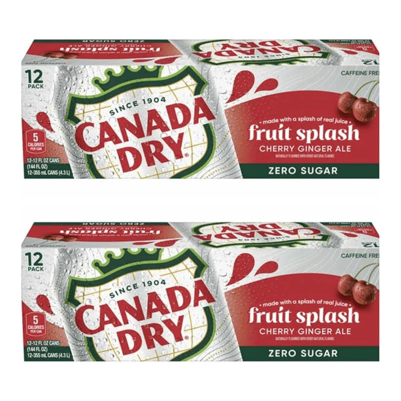 Cherry Ginger Ale Zero Sugar, 12 Fl Oz Cans, Pack of 24 - Canada Dry