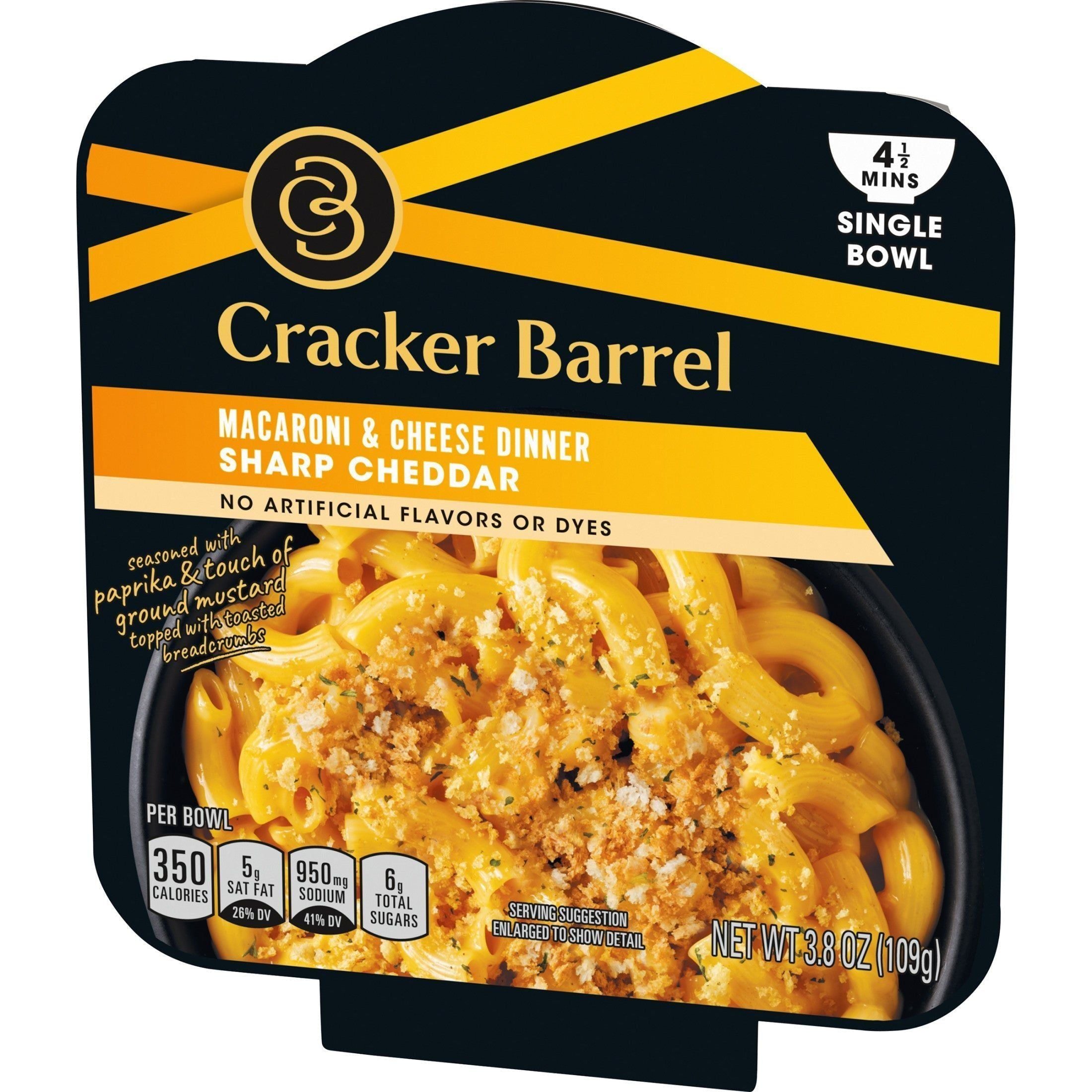 Cracker Barrel Bold Sharp Cheddar Mac & Cheese Single Serve Dinner – 2 Pack 3.8 oz - Cracker Barrel