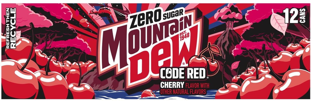 Mountain Dew Code Red Zero Sugar 12-Pack Cans, 12oz - Mountain Dew