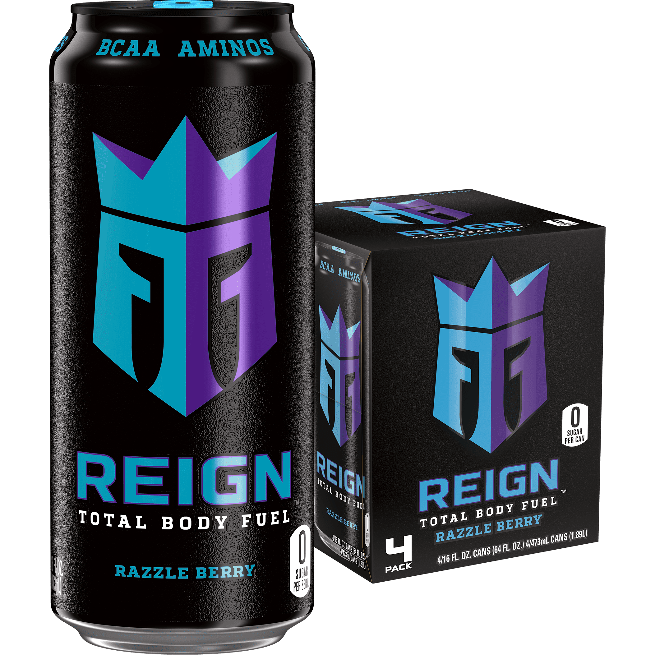 Reign Razzle Berry Energy Drink, Performance Fuel, 4 Pack, 16 fl oz Cans - Reign