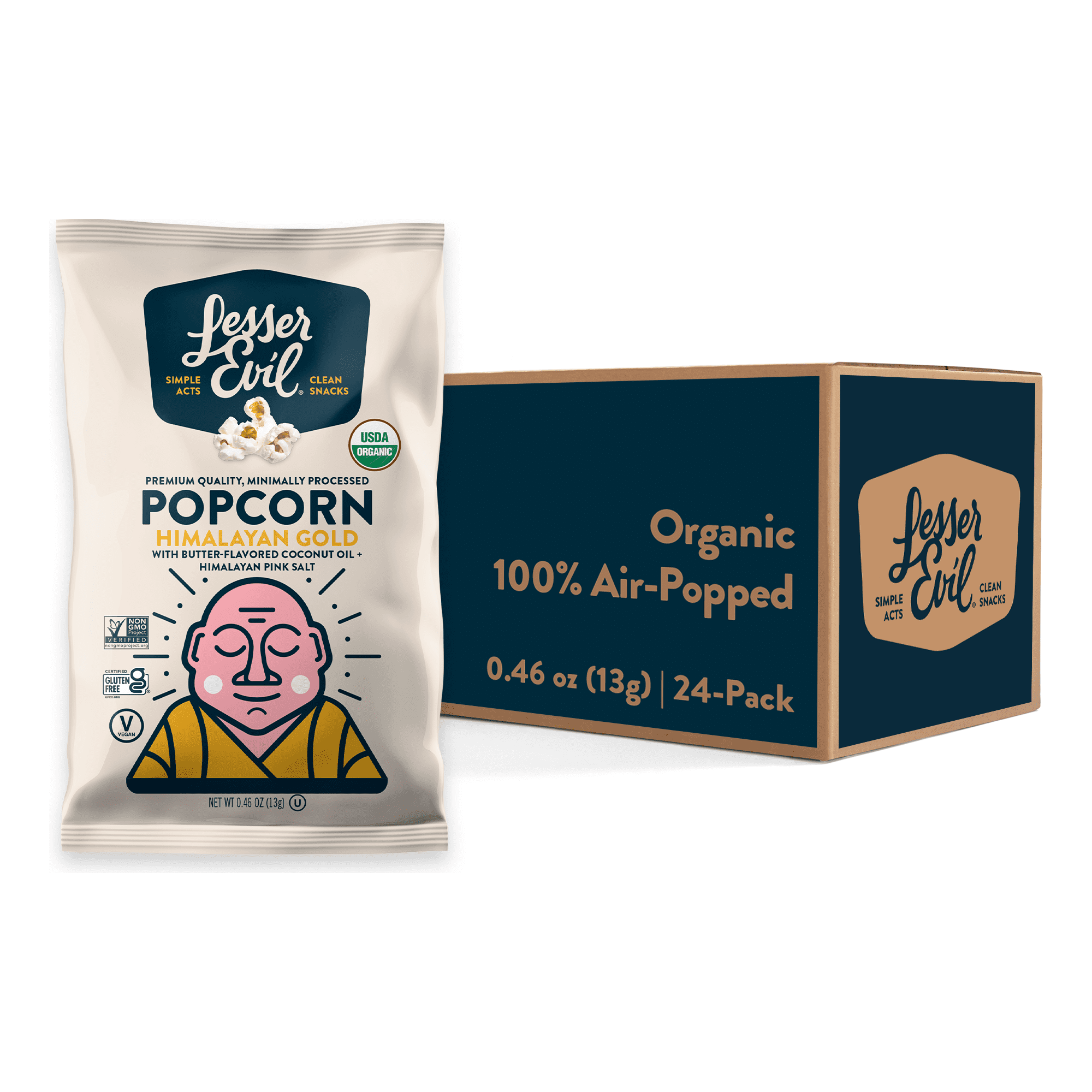 LesserEvil Organic Popcorn, Himalayan Gold, .46 oz, 24 Count - LesserEvil