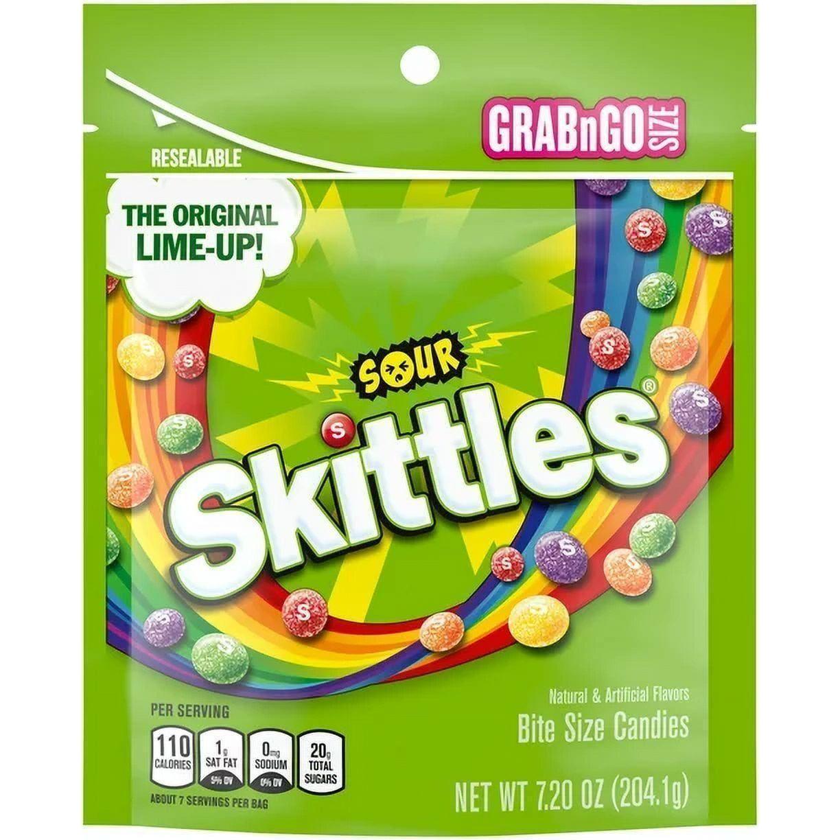Skittles Sour Candy, Gummy Candy Grab N Go - 7.2 oz Bag - 2 Pack - Skittles