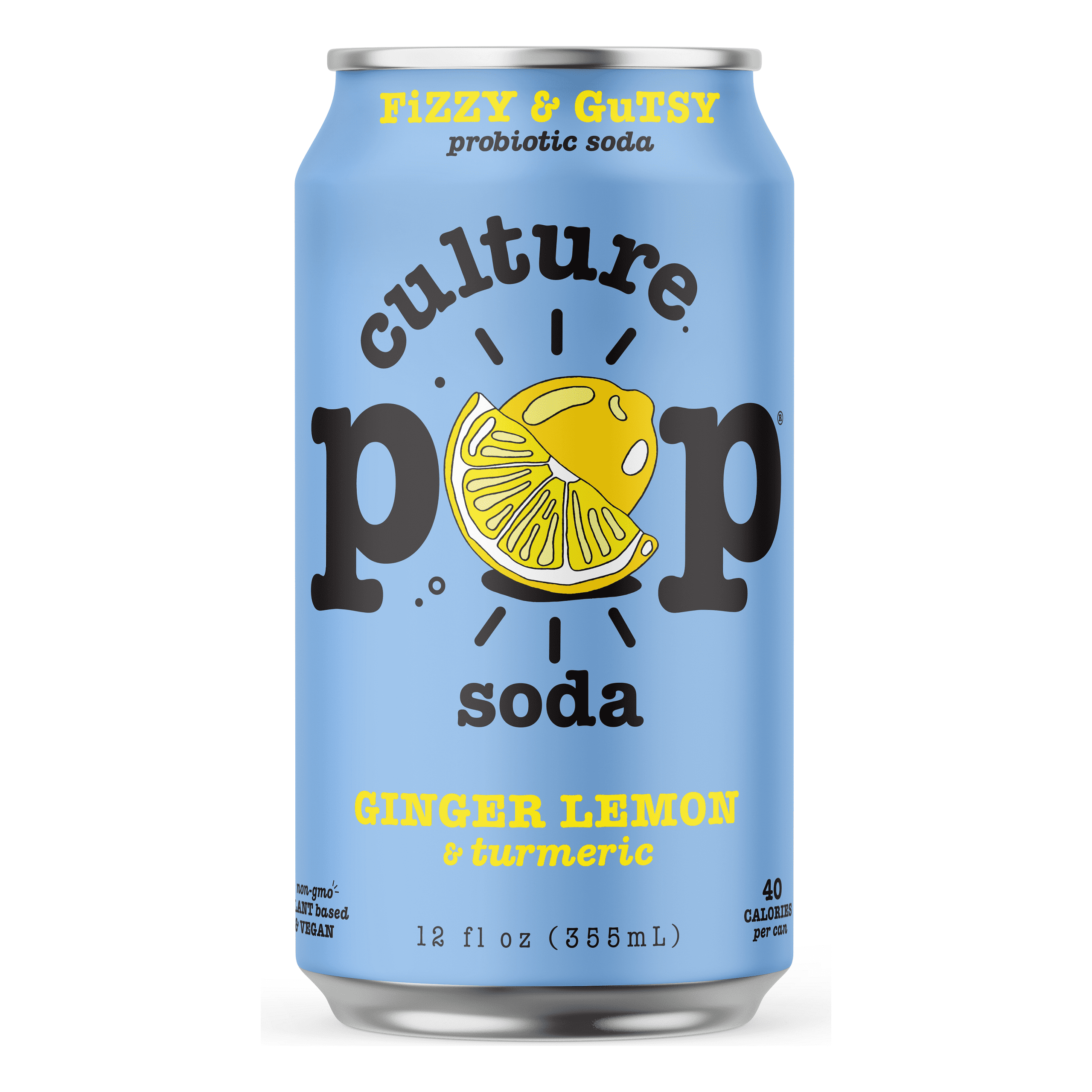 Ginger Lemon Culture Pop Probiotic Sparkling Soda - 12 oz Cans (12 Pack) - Culture Pop
