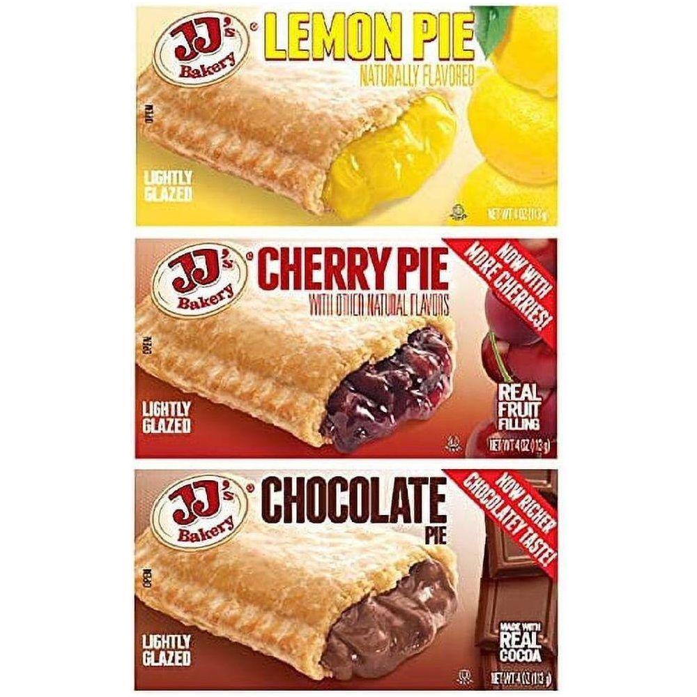 JJ's Bakery Assorted Fruit and Chocolate Pies (Cherry, Lemon, Chocolate) | Pack of 12 - JJ's Bakery