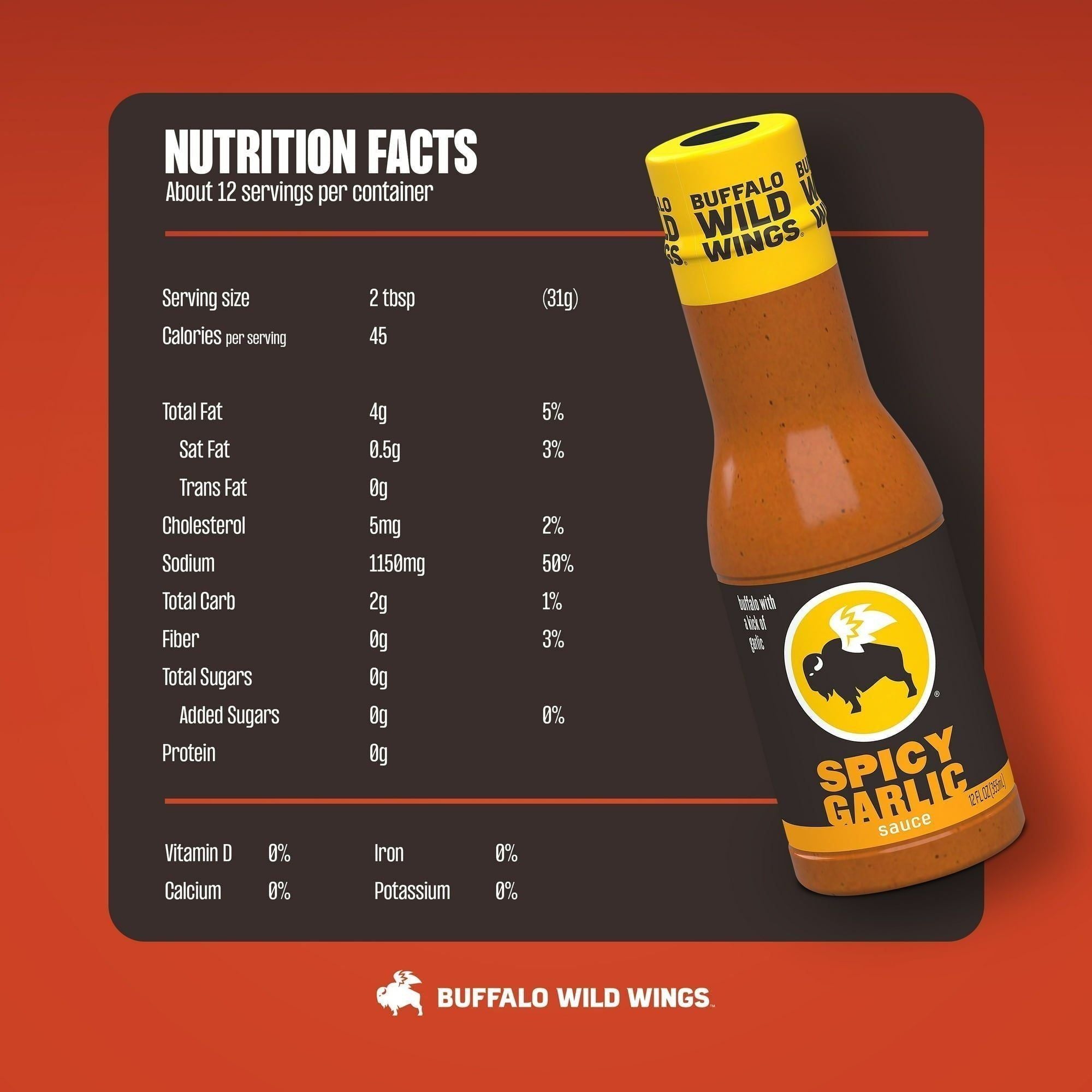 Buffalo Wild Wings Spicy Garlic Buffalo Sauce, 12 fl. oz. - Buffalo Wild Wings