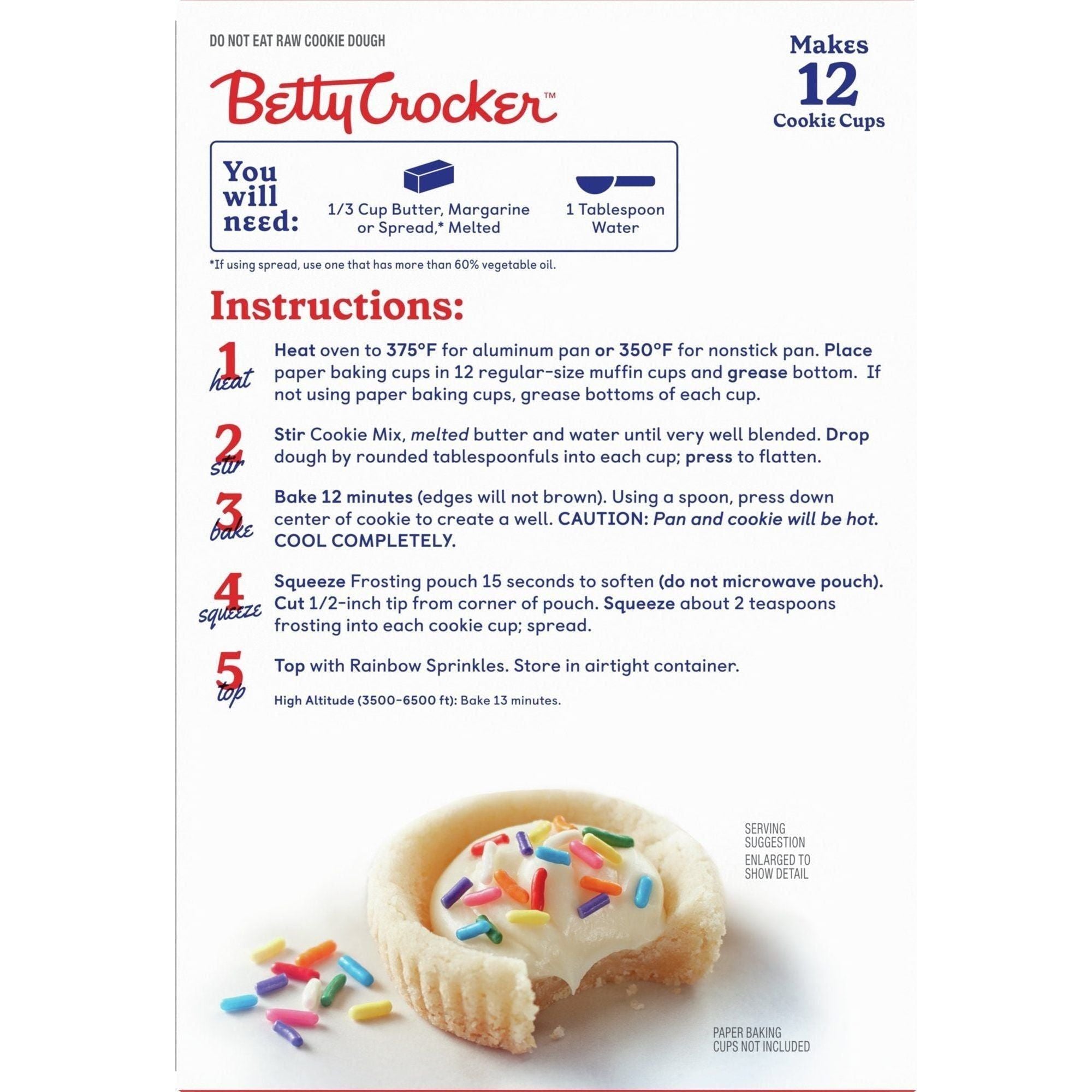 Betty Crocker Ready to Bake Birthday Cake Flavor Cookie Cups, 14.1 oz - Betty Crocker