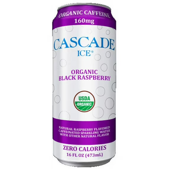 Sparkling Black Raspberry Energy Water - Cascade Ice Caffeinated 16oz Can (12-Pack) - Cascade Ice