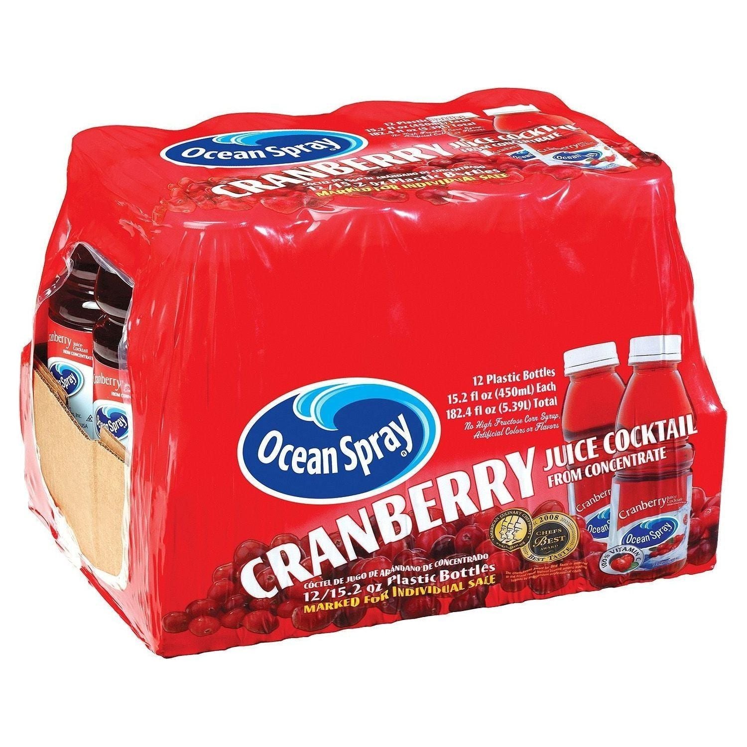Ocean Spray Cranberry Juice 12-Pack, 15.2 Ounce Bottles - Ocean Spray
