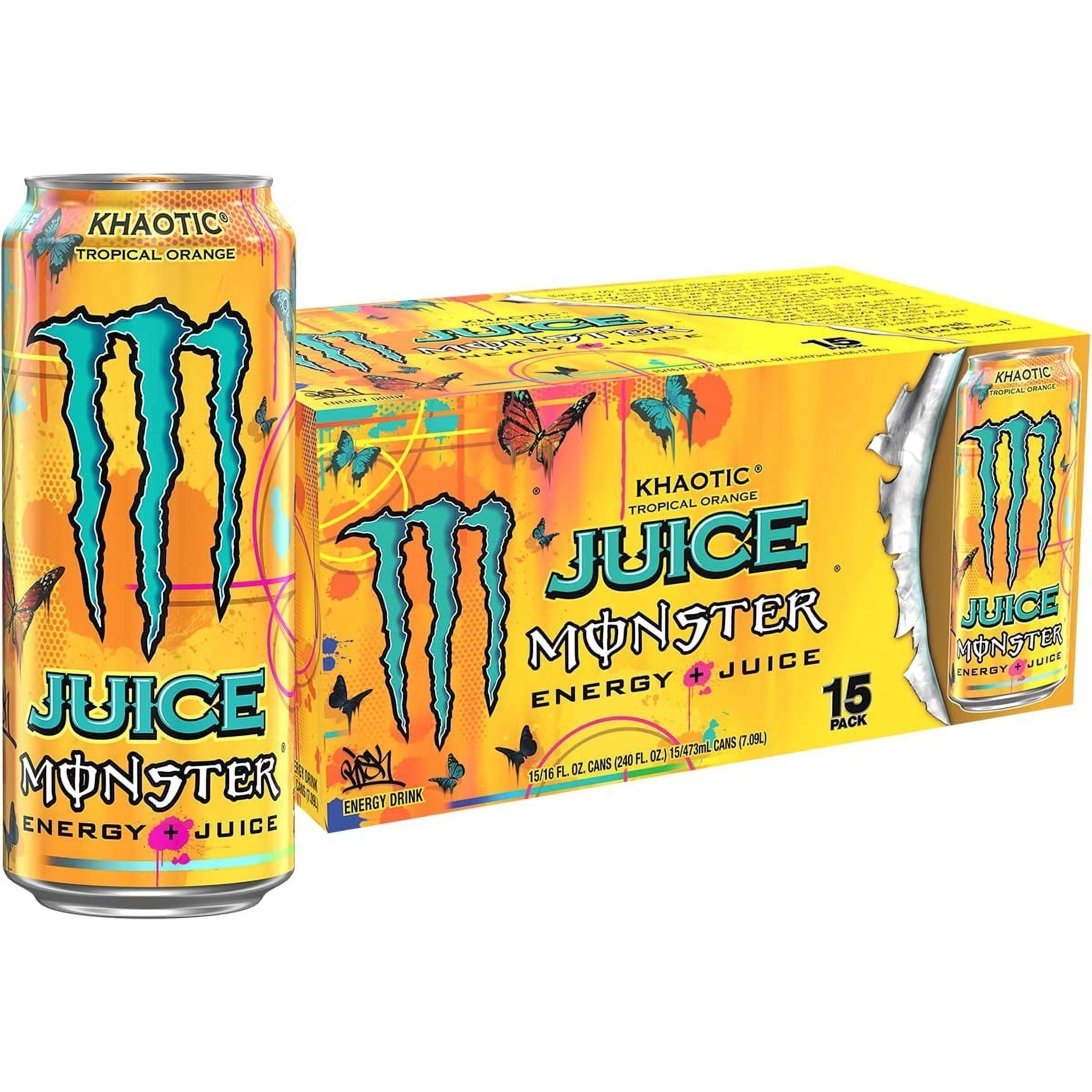 Monster Energy Juice Monster Khaotic Tropical Orange - 15-Pack of 16 oz Cans - Monster Energy