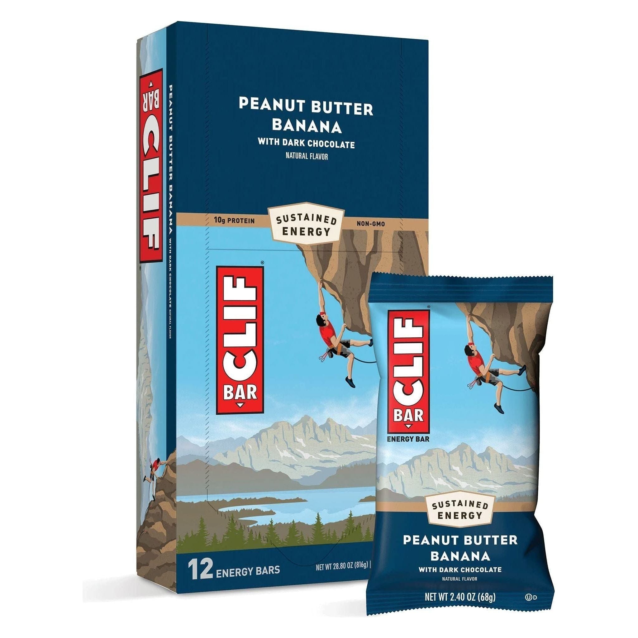 Clif Bar - Peanut Butter Banana & Dark Chocolate Protein Bars - 12 Count Energy Pack - Clif