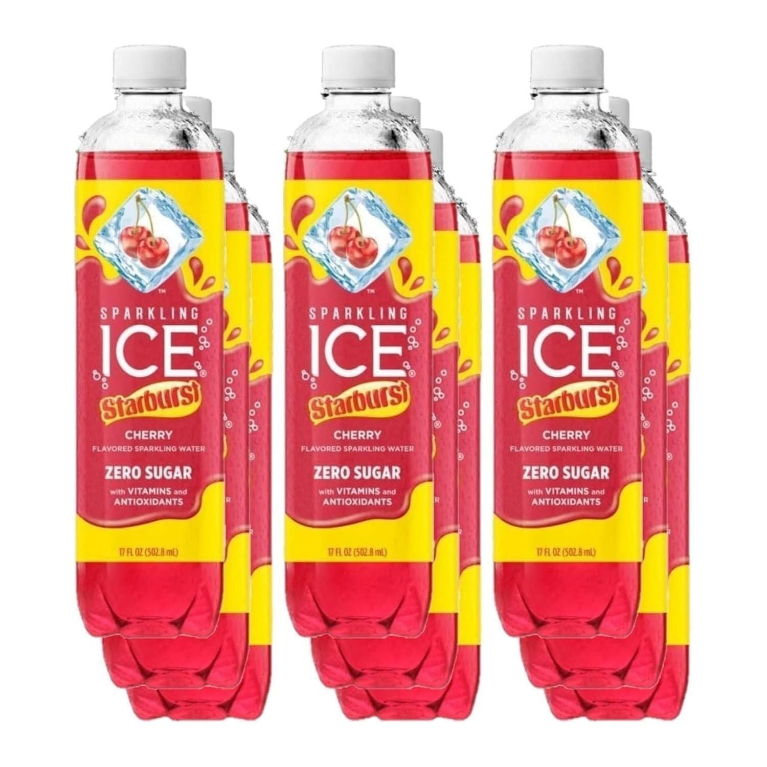 Cherry Burst Fizz: Sparkling ICE Water Variety Pack - 17oz (Set of 9) - Starburst