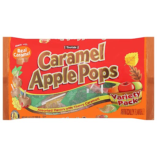 Tootsie Caramel Apple Pops Apple Orchard Assorted Lollipops, 12.7 oz, 2 Pack