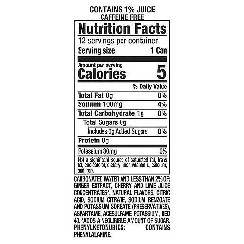 Cherry Ginger Ale Zero Sugar, 12 Fl Oz Cans, Pack of 24 - Canada Dry