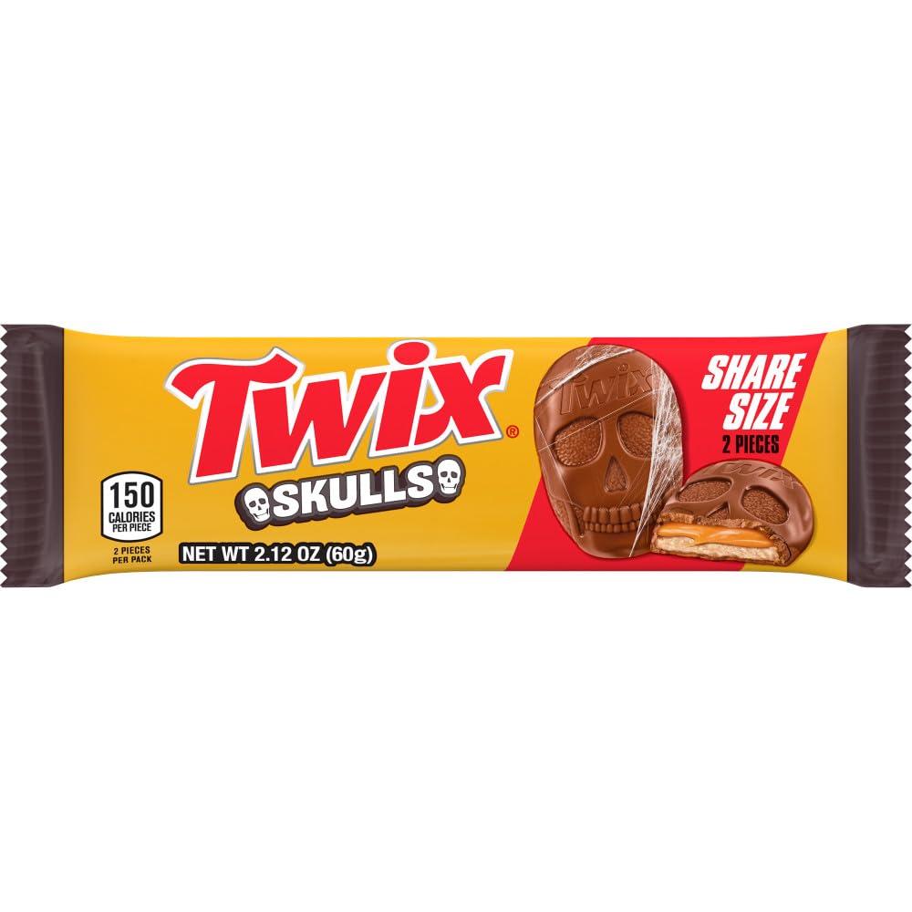 TWIX Skulls Caramel Cookie Chocolate Candy, 2.12 oz, 3 Pack