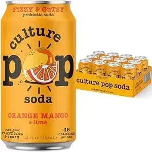 Culture Pop Probiotic Sparkling Soda, Orange Mango Flavor - 12 oz Cans, 12 Pack - Culture Pop
