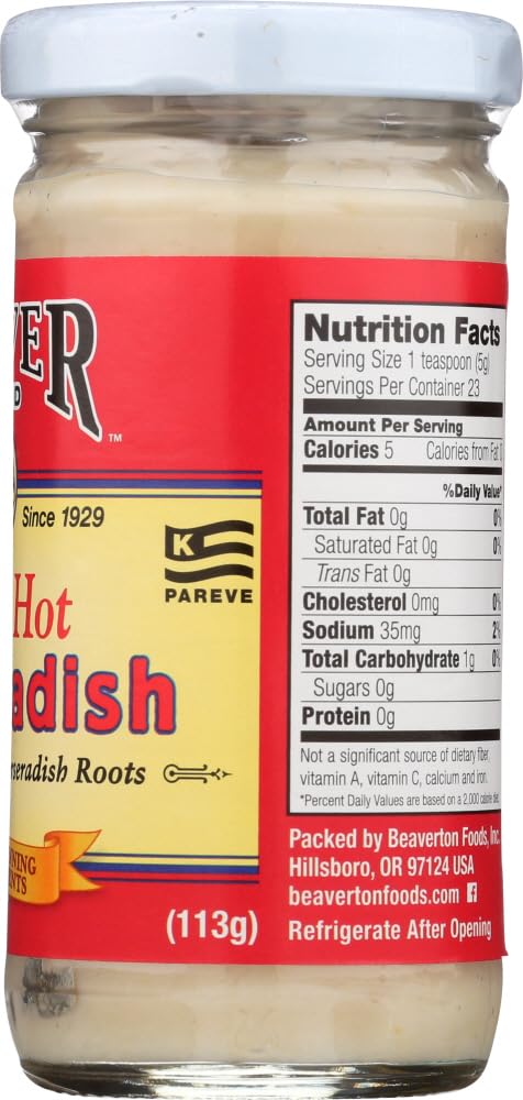 Beaver Brand Extra Hot Horseradish - 4 oz Glass jar - BEAVER