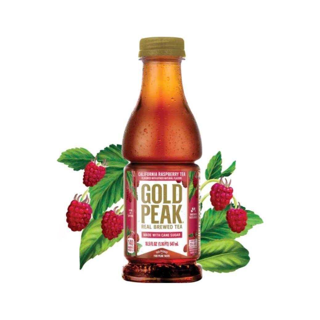 Gold Peak California Raspberry Iced Tea Drink, 18.5 fl oz,12 Pack Bottles - Gold Peak