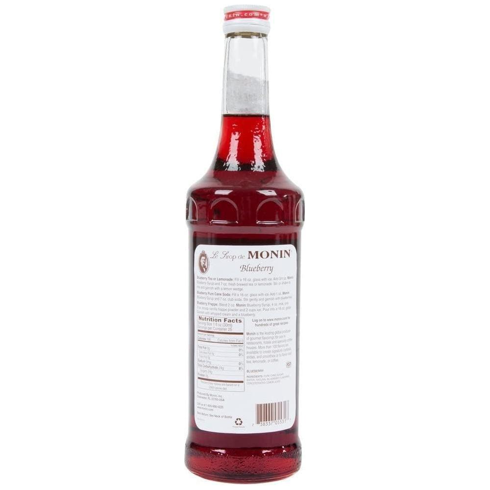 Monin - Blueberry Syrup, Mildly Sweet & Tart Blueberry Flavor, Great for Teas, Lemonades, Smoothies, & Cocktails, Gluten-Free, Non-GMO (750ml) - Monin