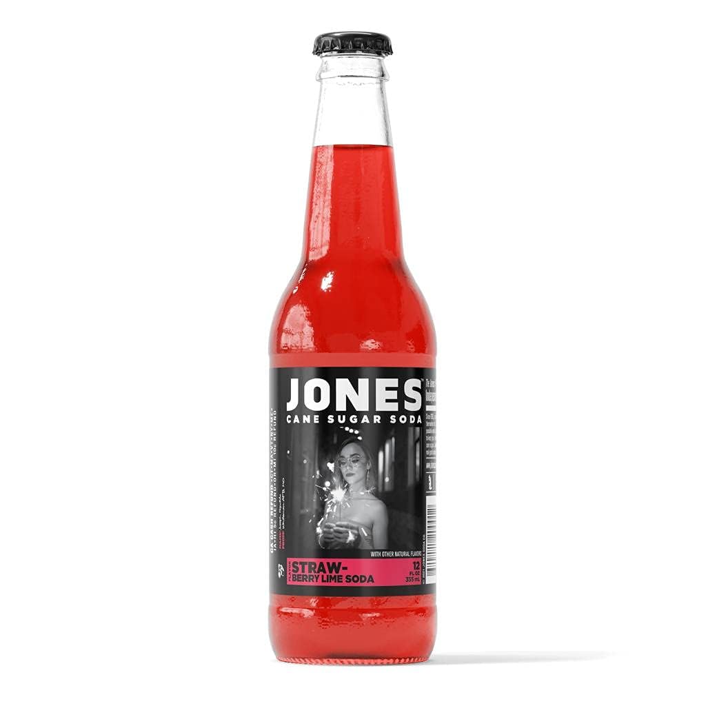 Jones Soda Co. Strawberry Lime 12 oz Pack of 12 Glass Bottle