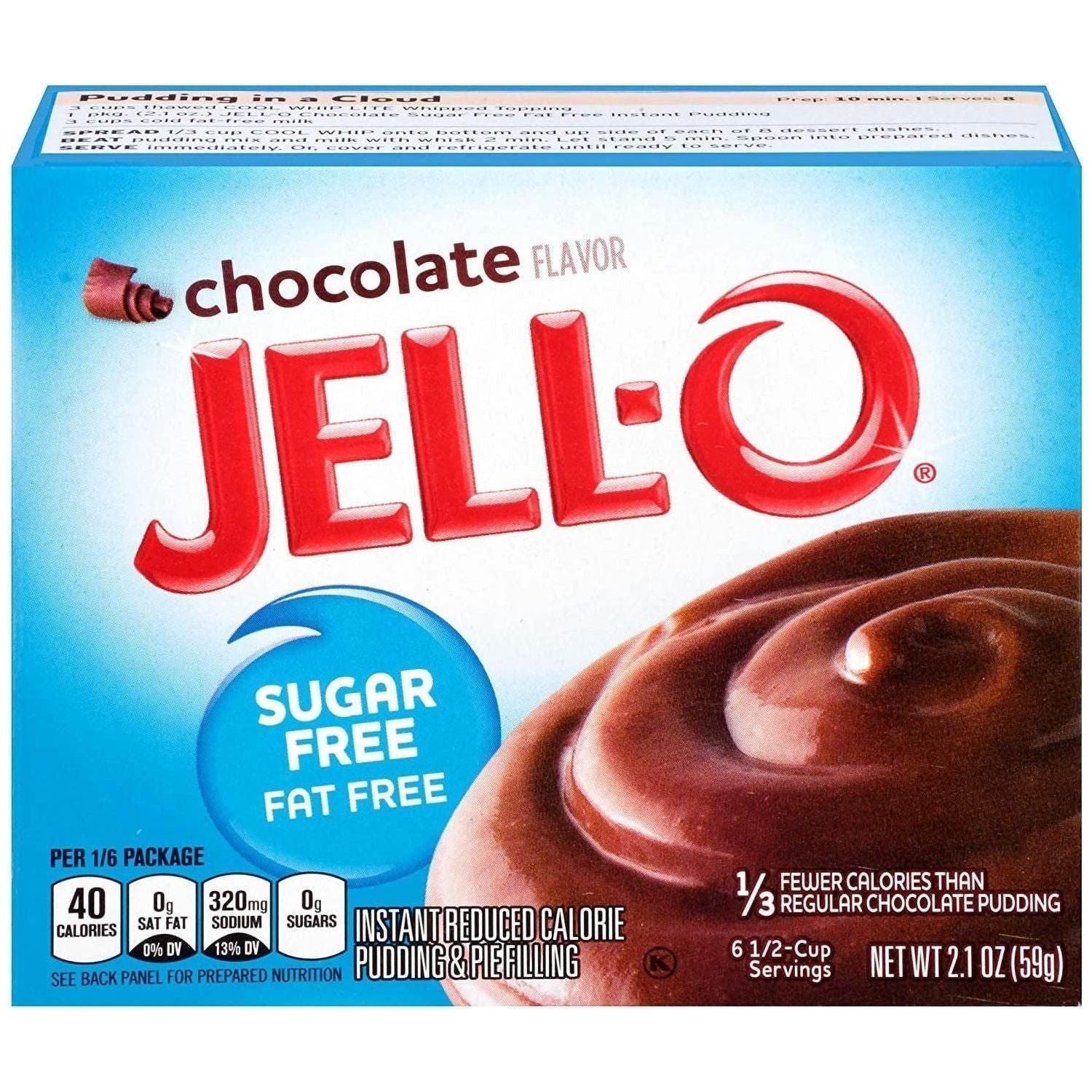 Jell-O Sugar-Free Chocolate Instant Pudding Mix 6-Pack (2.1 Ounce Boxes) - Jell-O