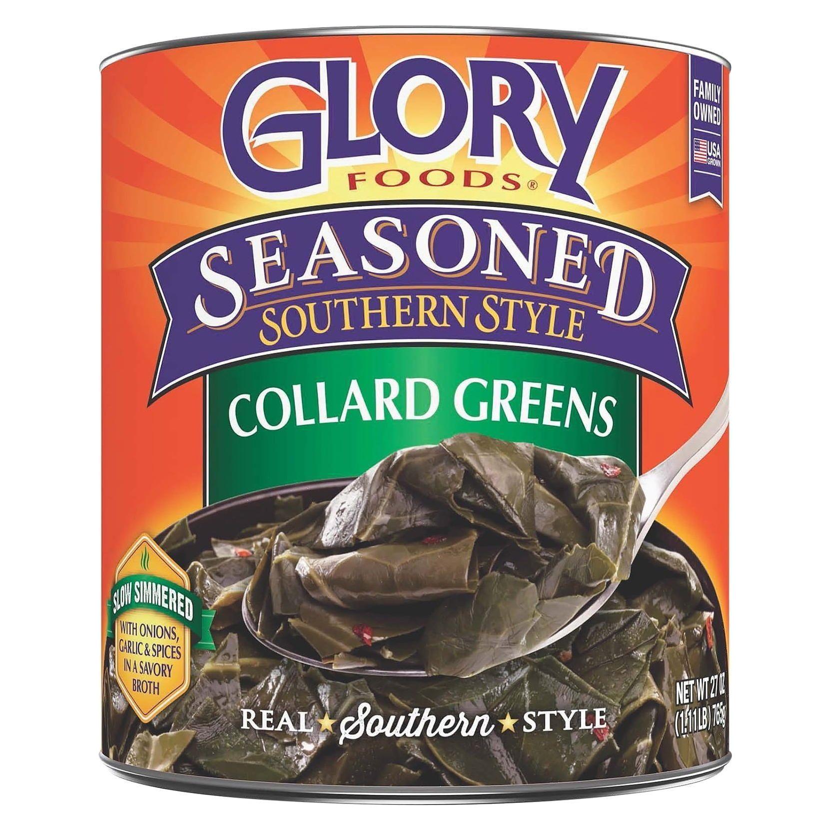 Glory Foods Seasoned Collard Greens 27 oz Pack 12 - Glory Foods