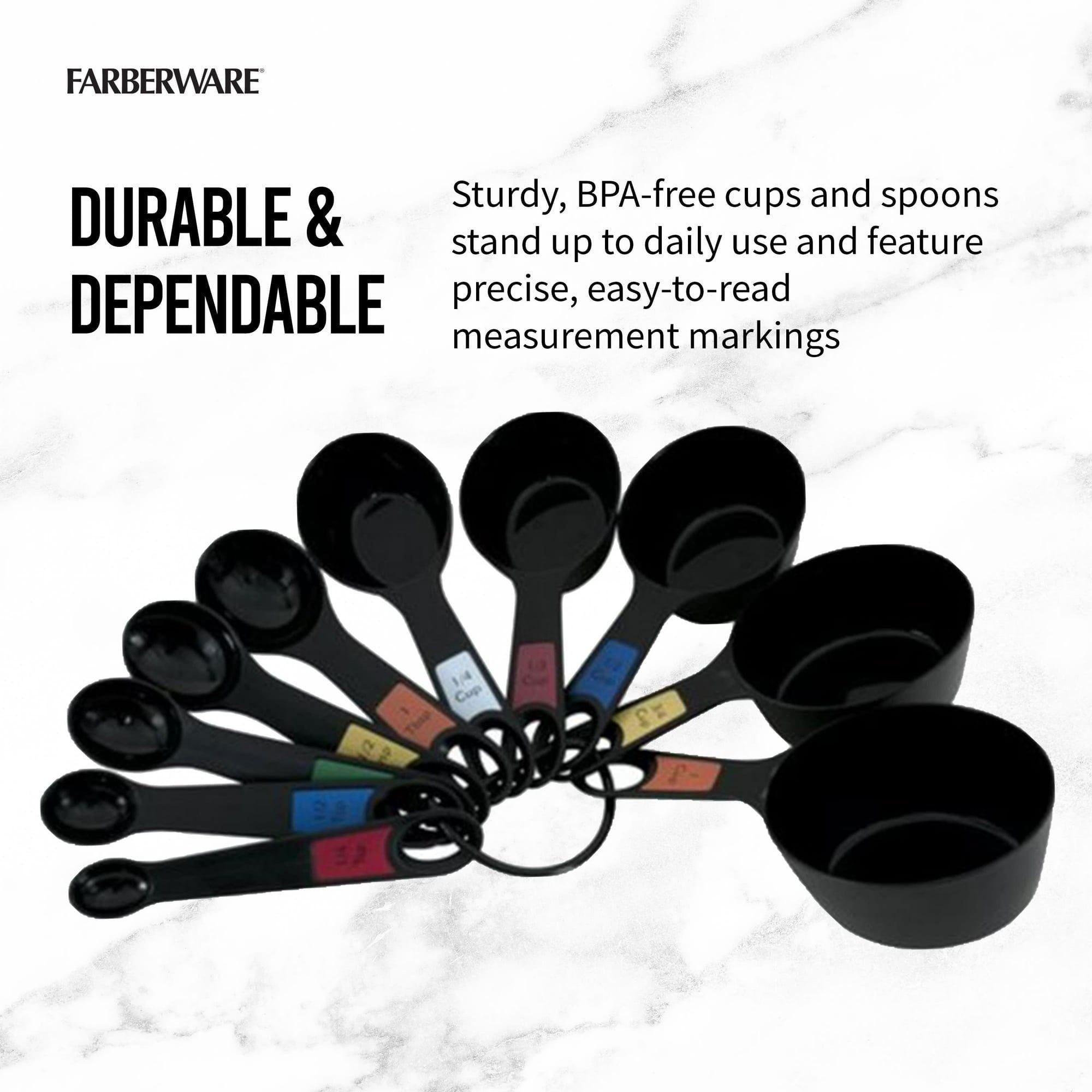 Farberware Professional 10 Piece Plastic Measuring Cup and Spoon Set Black - Farberware