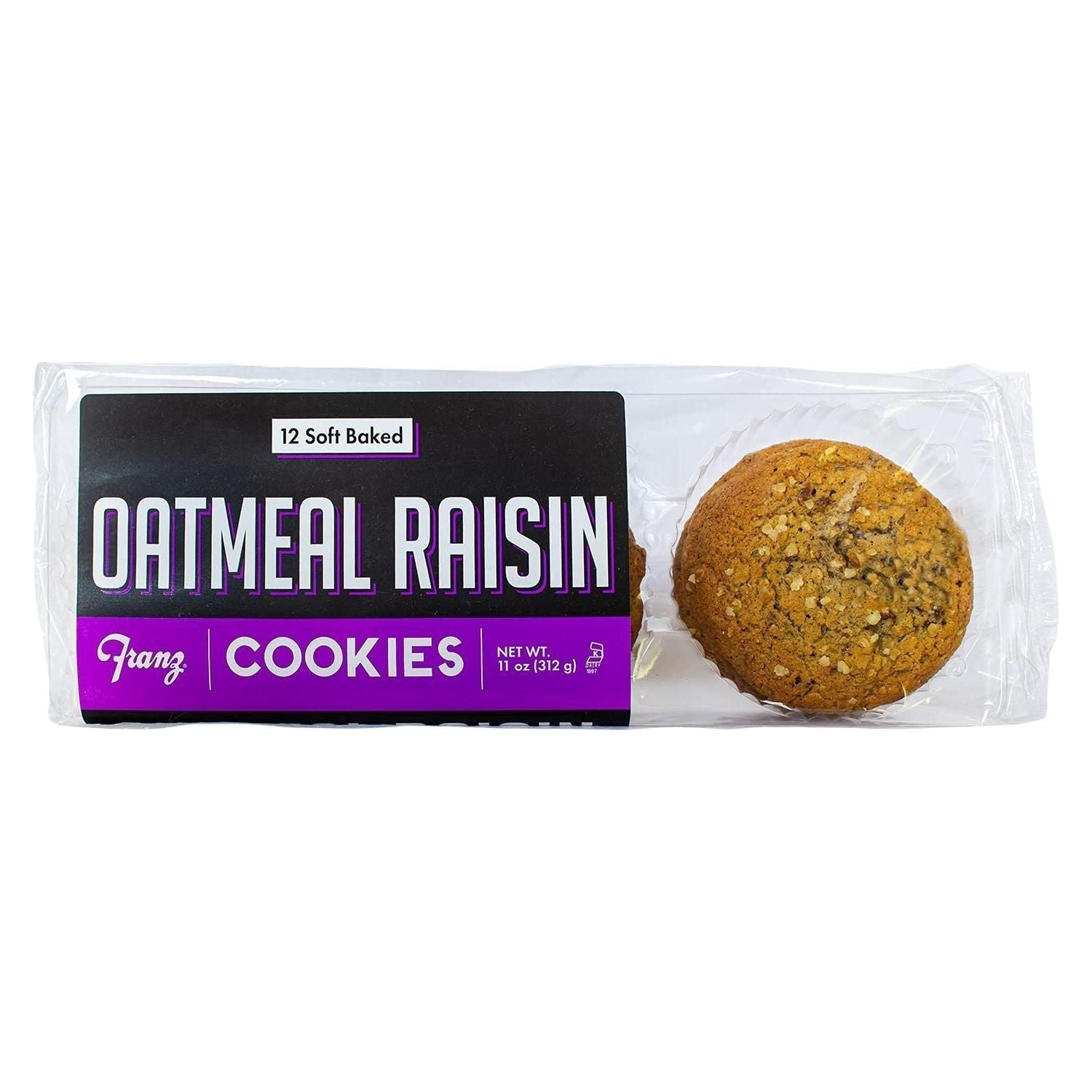 Franz Soft Baked Oatmeal Raisin Cookies, 10 oz, 12 Pack - Franz