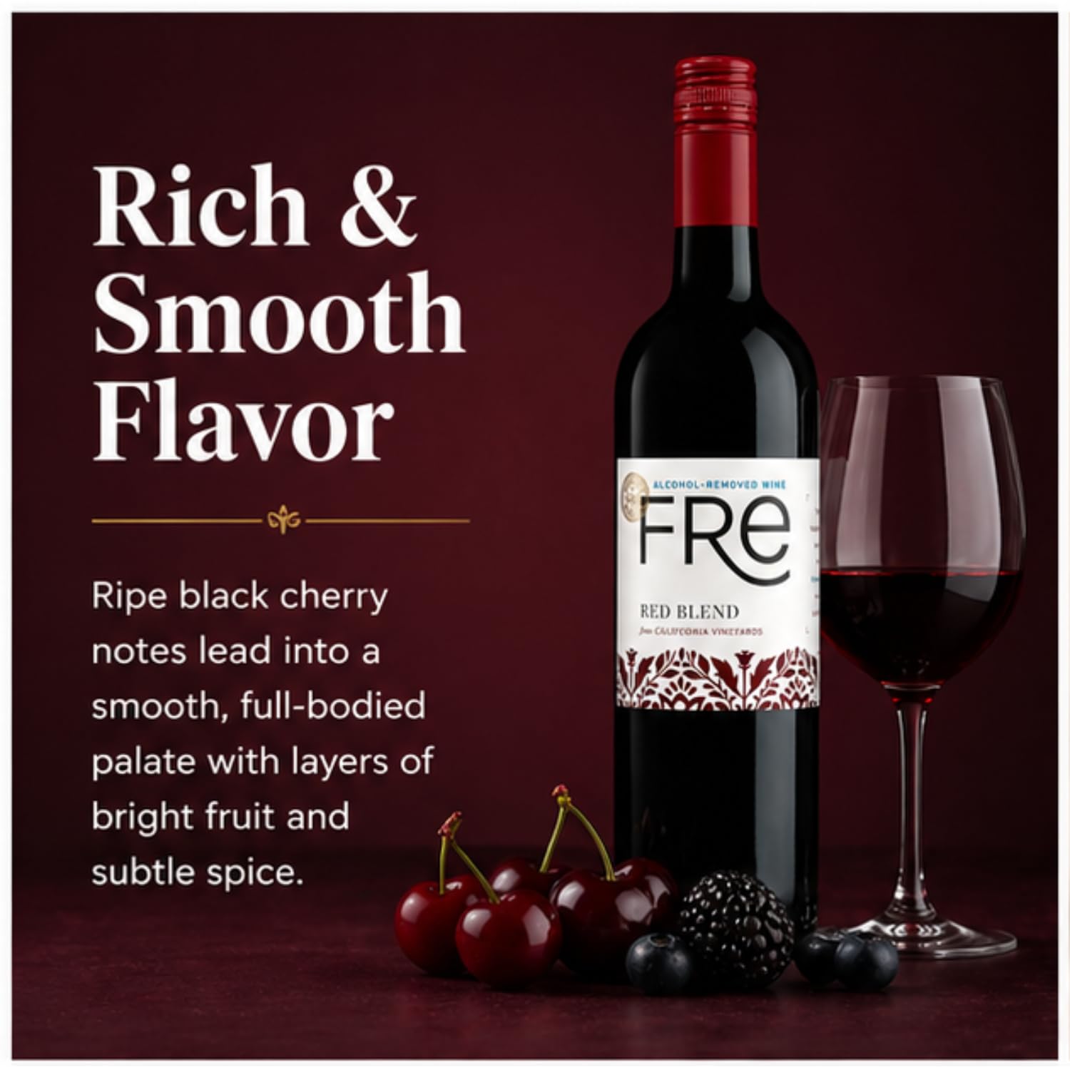 Sutter Home FRE Premium Red Blend Non-Alcoholic Wine From California Vineyards, 750 ml, 3 Pack