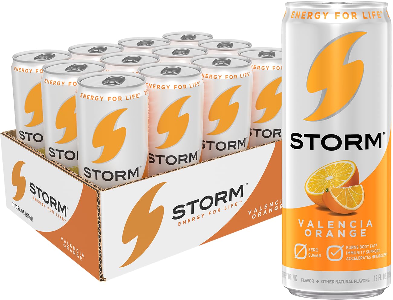 STORM Valencia Orange Energy Drink, 12 fl oz, 12 Pack