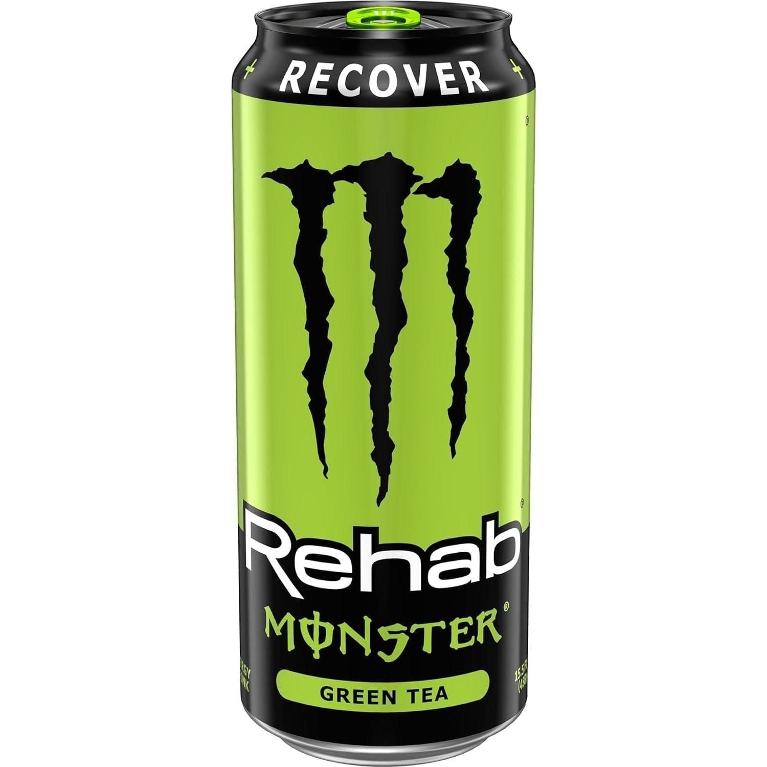 Monster Rehab Green Tea Energy Drink - 8 Pack of 16 Fl Oz Cans - Monster Energy