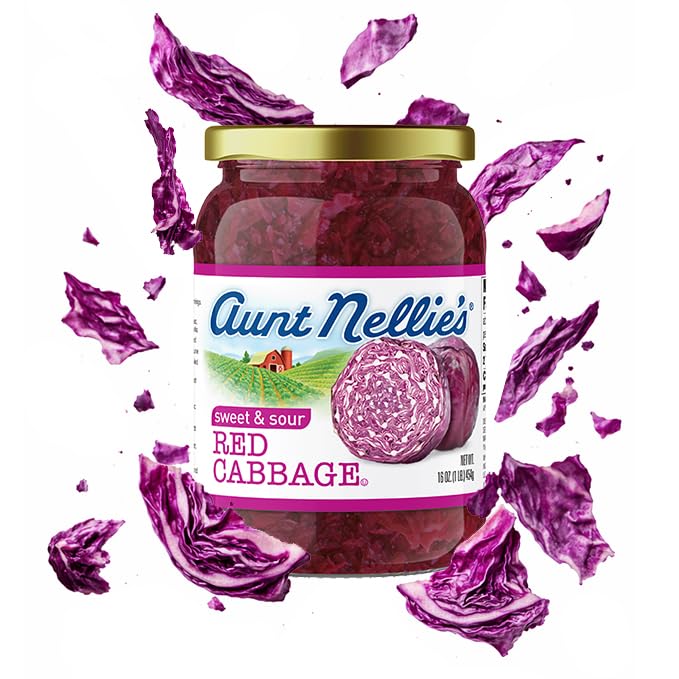 Aunt Nellie's Sweet and Sour Red Cabbage, Traditional Style Recipe, 16 Fl Oz, 4 Pack