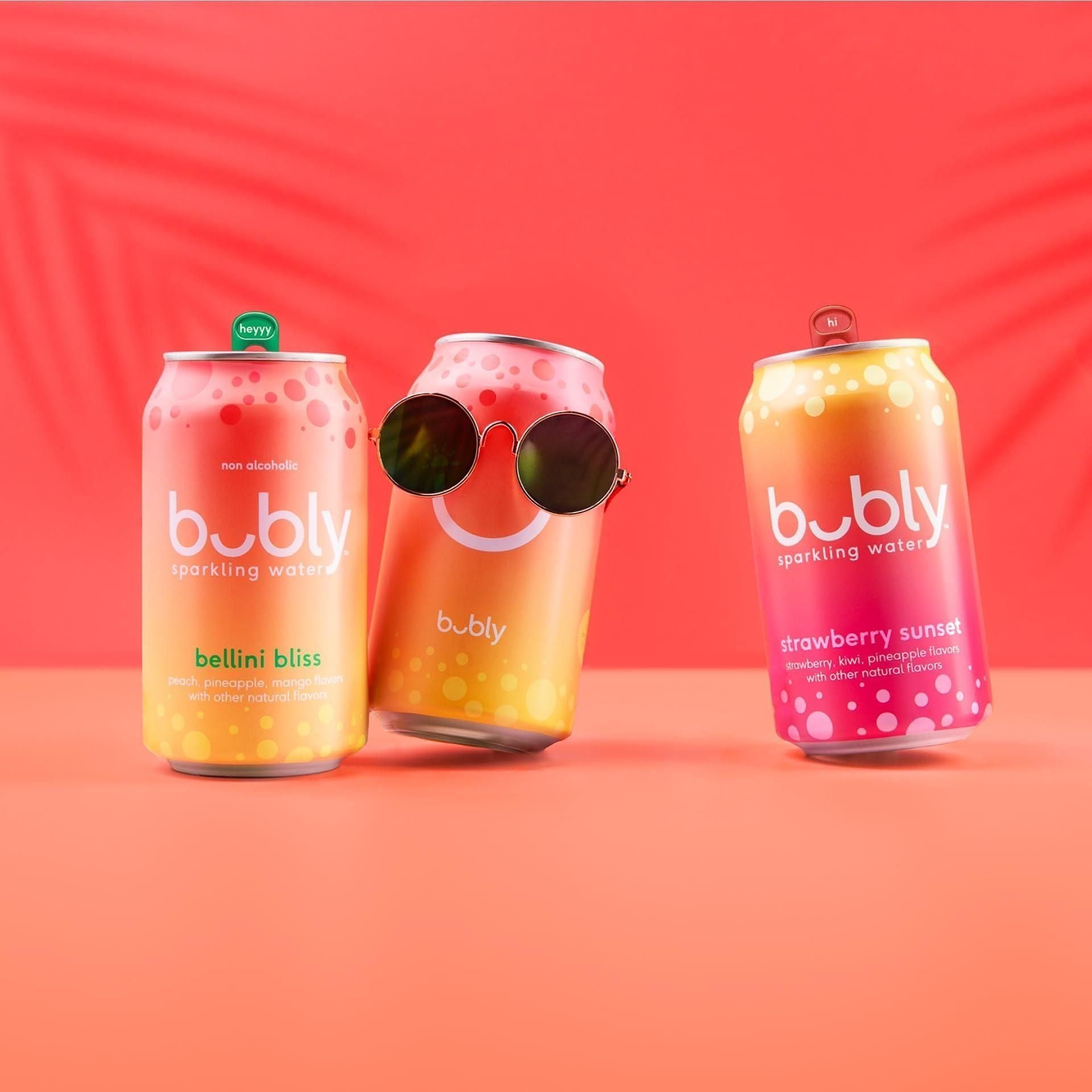 Bubly Sparkling Water, Bellini Bliss, 12 ounce (Pack of 8) - Bubly