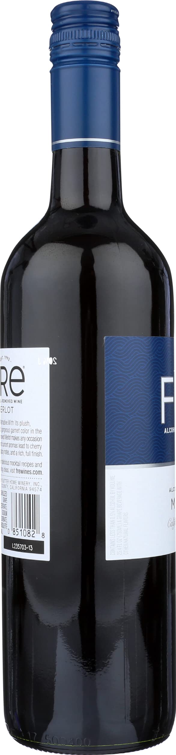 FRE Merlot Alcohol-Removed Non-Alcoholic Red Wine California Vineyards, 750 mL, 1 Bottle