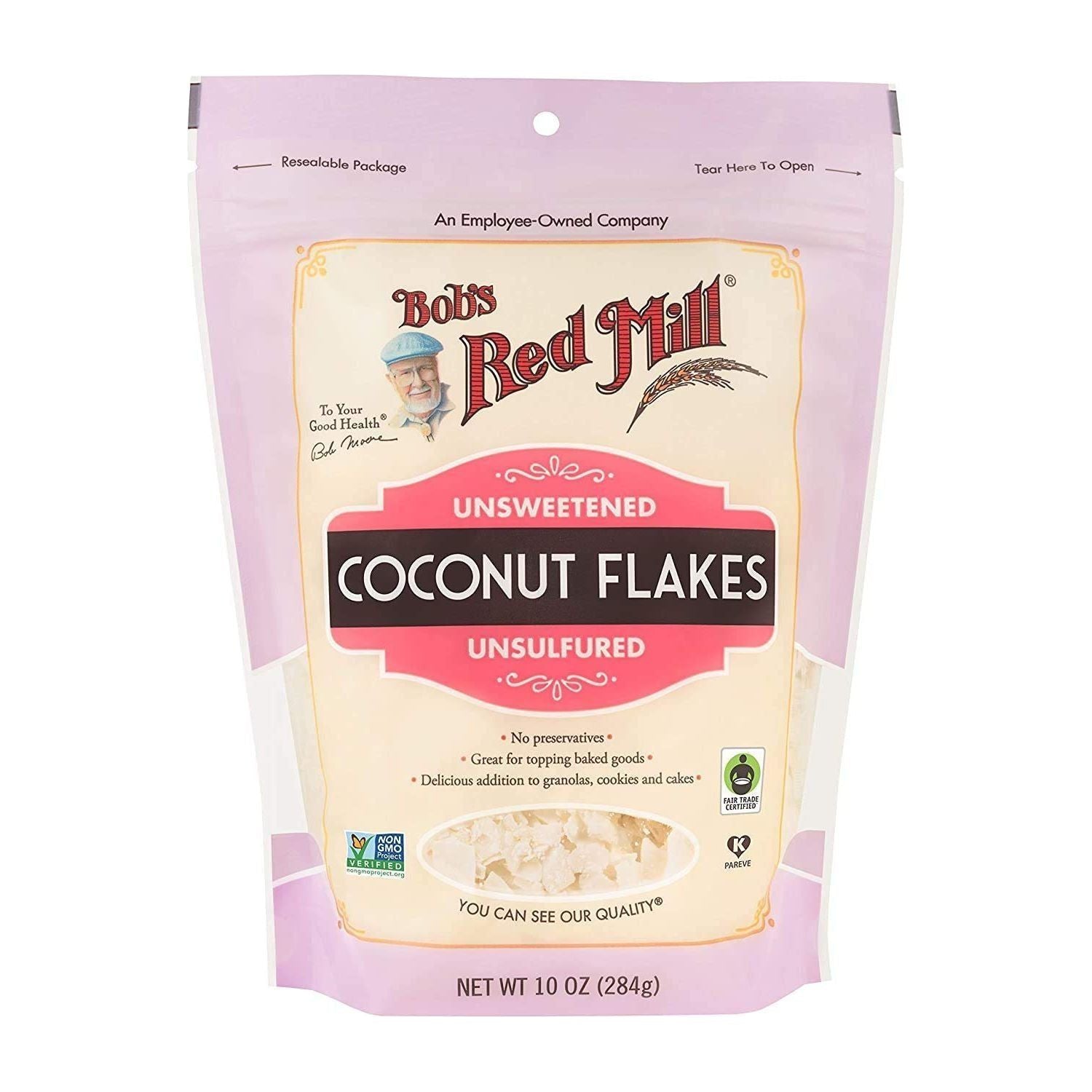 Bob's Red Mill Unsulfured Coconut Flakes, Resealable 10 oz (3-Pack) - Bob's Red Mill
