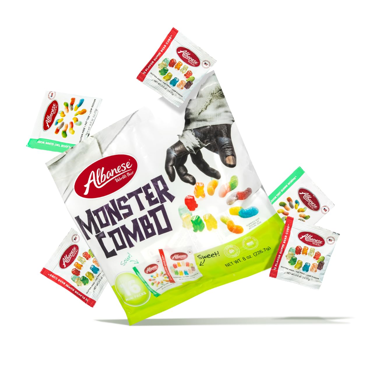 Albanese Sweet & Sour Monster Combo Gummies, 16 Count, 2 Pack