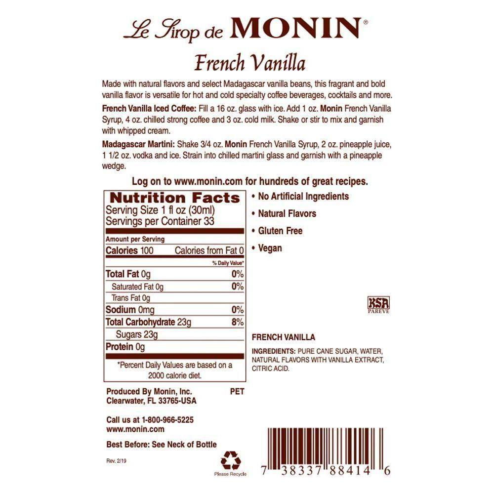Monin - French Vanilla Syrup 750 ml - Monin