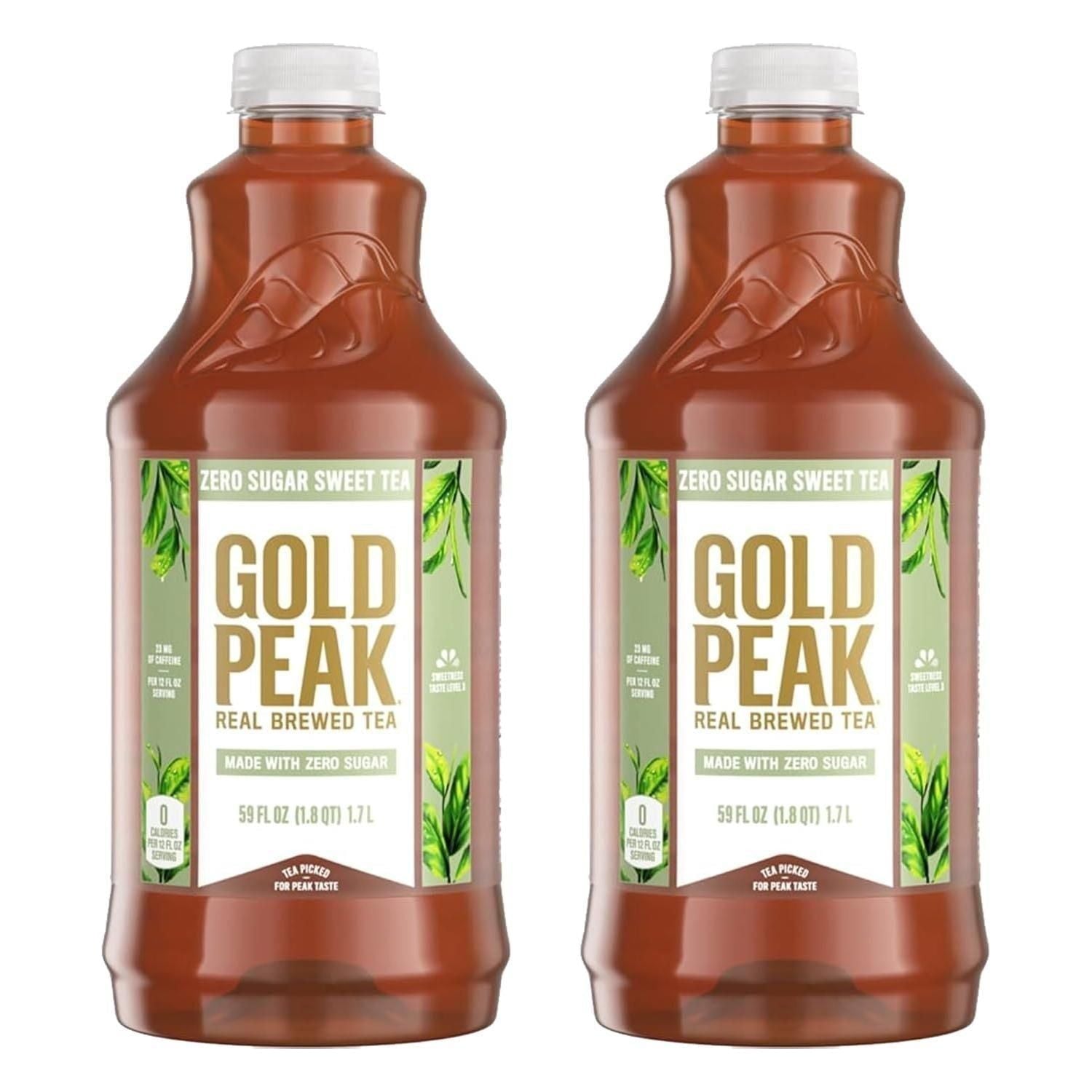 Gold Peak Real Brewed Tea Zero Sugar Sweet Tea, 59 fl oz, 2 Pack Bottles - Gold Peak
